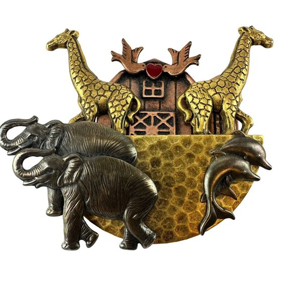 Noah's Ark Brooch Multi-tone Metal - Picture 1 of 3